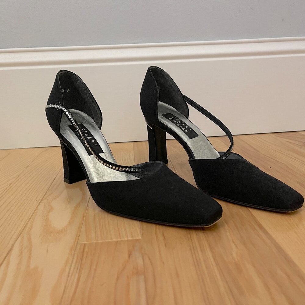 Vintage Stuart Weitzman Black & Crystal Pumps - Size 8 - Picture 2 of 10